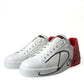 Dolce & Gabbana Elegant White and Red Calfskin Sneakers