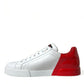 Dolce & Gabbana Elegant White and Red Calfskin Sneakers