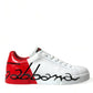 Dolce & Gabbana Elegant White and Red Calfskin Sneakers