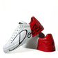 Dolce & Gabbana Elegant White and Red Calfskin Sneakers