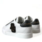 Dolce & Gabbana Black & White Leather Low Top Sneakers