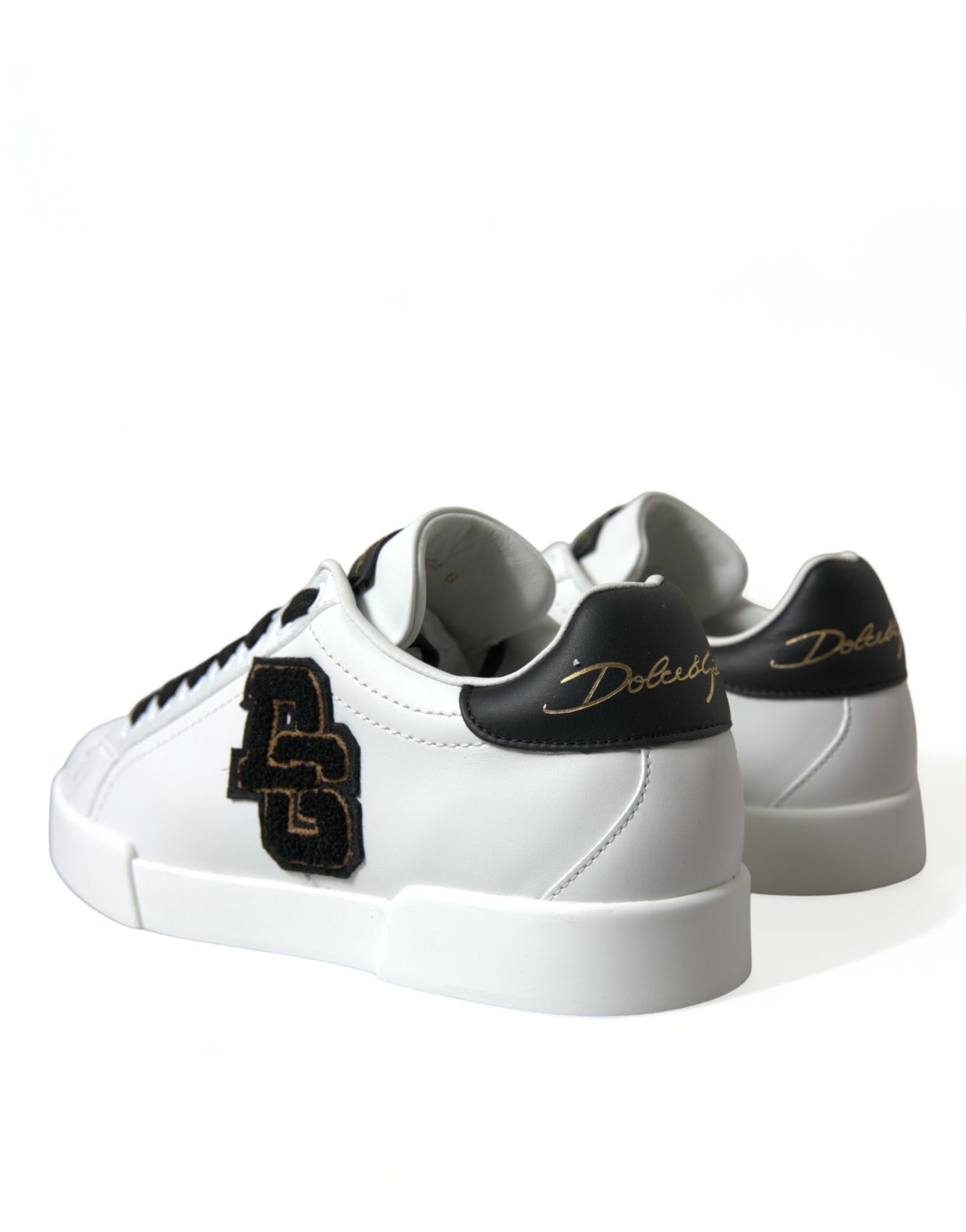 Dolce & Gabbana Black & White Leather Low Top Sneakers