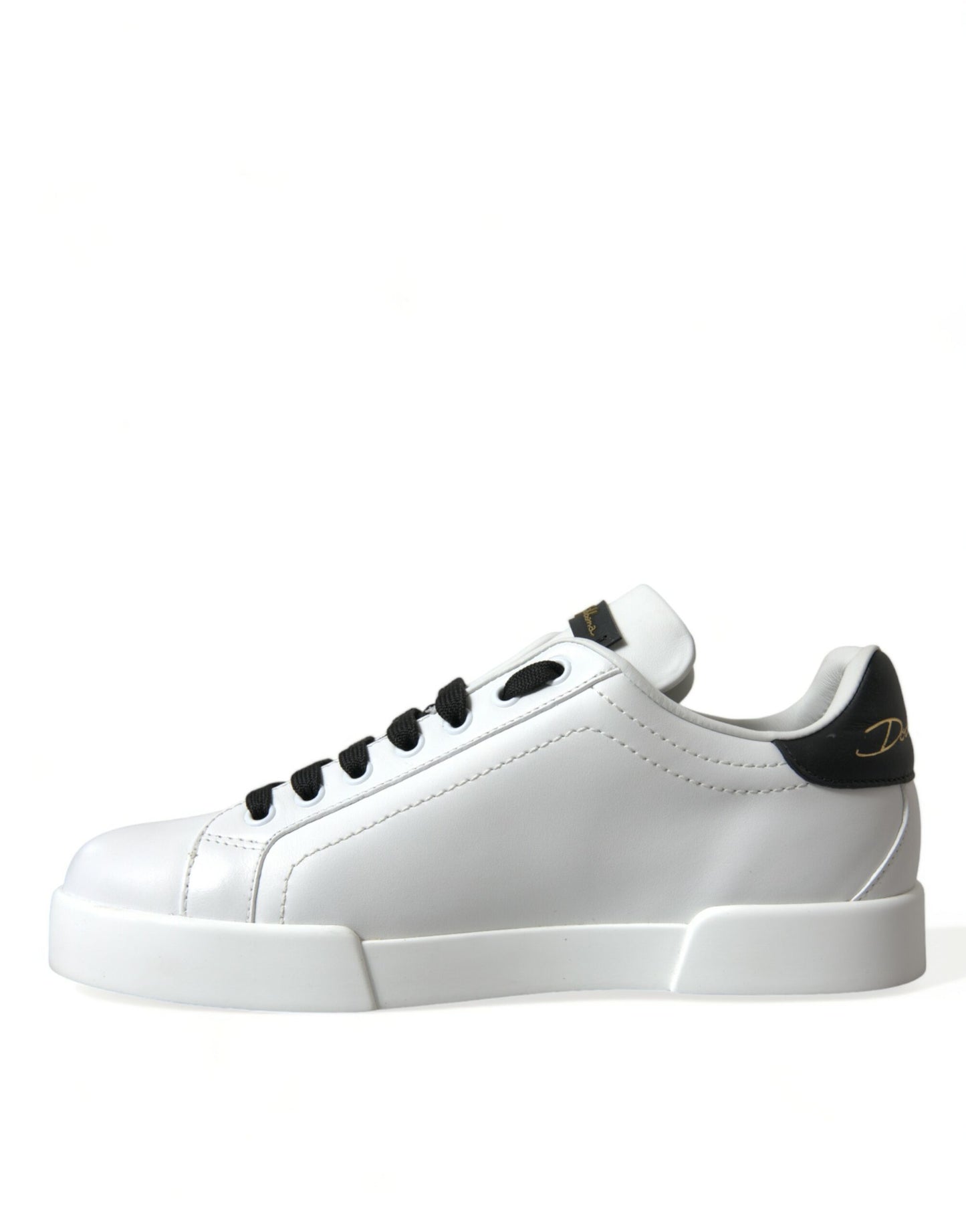 Dolce & Gabbana Black & White Leather Low Top Sneakers