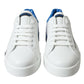 Dolce & Gabbana Elegant White and Blue Low-Top Sneakers