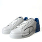 Dolce & Gabbana Elegant White and Blue Low-Top Sneakers