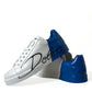 Dolce & Gabbana Elegant White and Blue Low-Top Sneakers