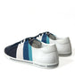 Dolce & Gabbana Elegant White and Blue Leather Sneakers