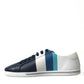 Dolce & Gabbana Elegant White and Blue Leather Sneakers