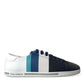 Dolce & Gabbana Elegant White and Blue Leather Sneakers