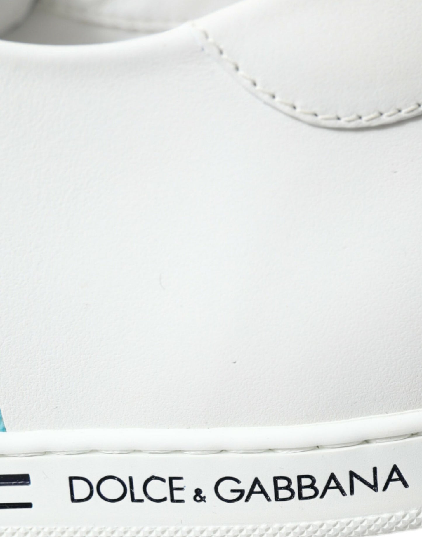 Dolce & Gabbana Elegant White and Blue Leather Sneakers