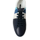 Dolce & Gabbana Elegant White and Blue Leather Sneakers