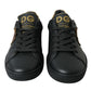 Dolce & Gabbana Elegant Black and Gold Leather Sneakers