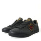 Dolce & Gabbana Elegant Black and Gold Leather Sneakers