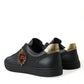 Dolce & Gabbana Elegant Black and Gold Leather Sneakers