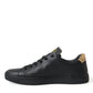 Dolce & Gabbana Elegant Black and Gold Leather Sneakers