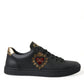 Dolce & Gabbana Elegant Black and Gold Leather Sneakers