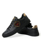 Dolce & Gabbana Elegant Black and Gold Leather Sneakers