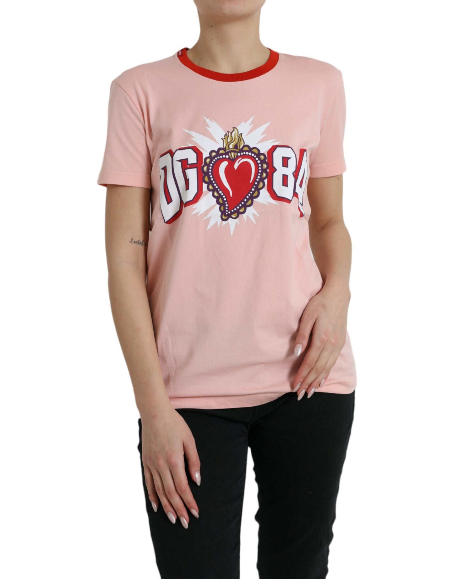 Dolce & Gabbana Sacred Heart Cotton Crew Neck Tee