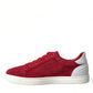 Dolce & Gabbana Elegant Red & White Leather Sneakers