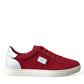 Dolce & Gabbana Elegant Red & White Leather Sneakers