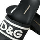 Dolce & Gabbana Chic Black Logo Embossed Rubber Slides