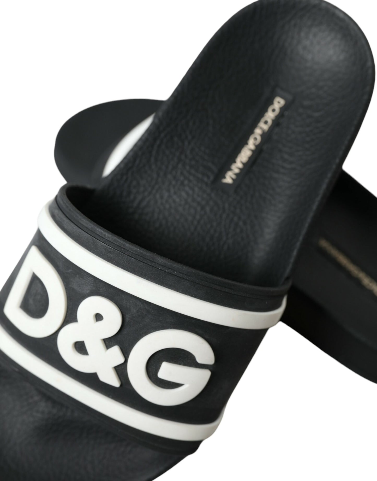 Dolce & Gabbana Chic Black Logo Embossed Rubber Slides