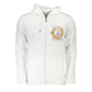 Cavalli Class Sleek White Designer Hoodie with Zip Detail