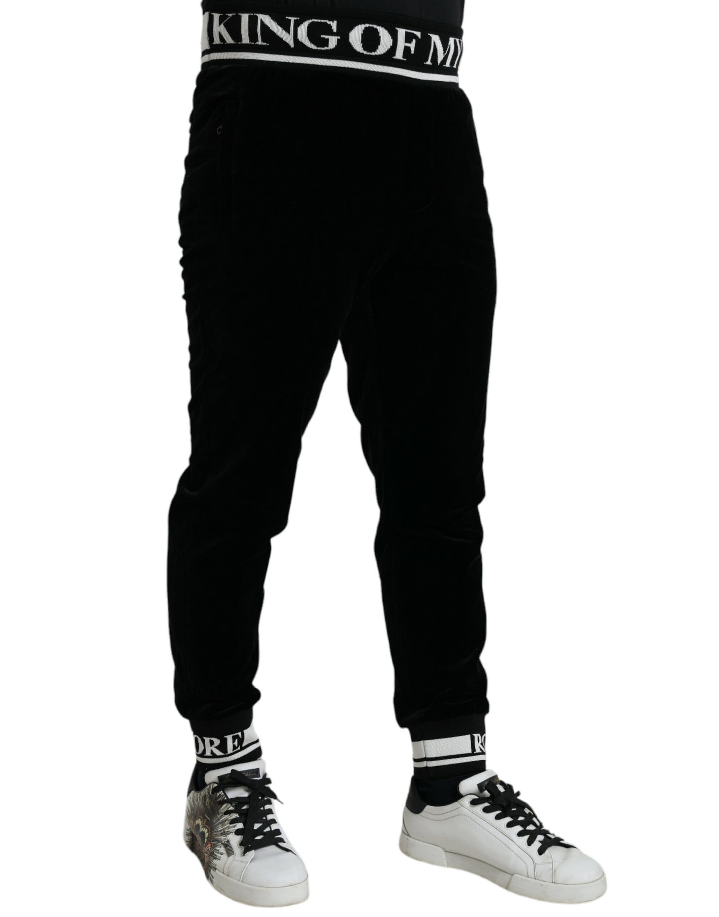 Dolce & Gabbana Sleek Black Velvet Joggers - Timeless Elegance