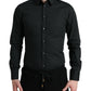 Dolce & Gabbana Elegant Slim Black Silk Blend Dress Shirt