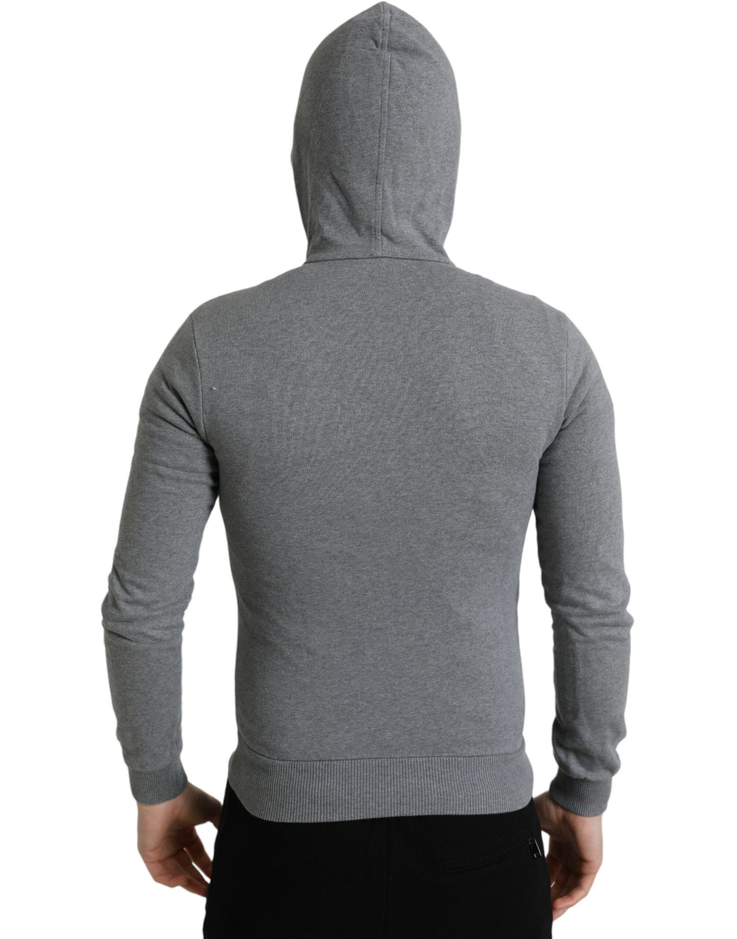 Dolce & Gabbana Chic Melange Grey Full-Zip Hooded Sweatshirt