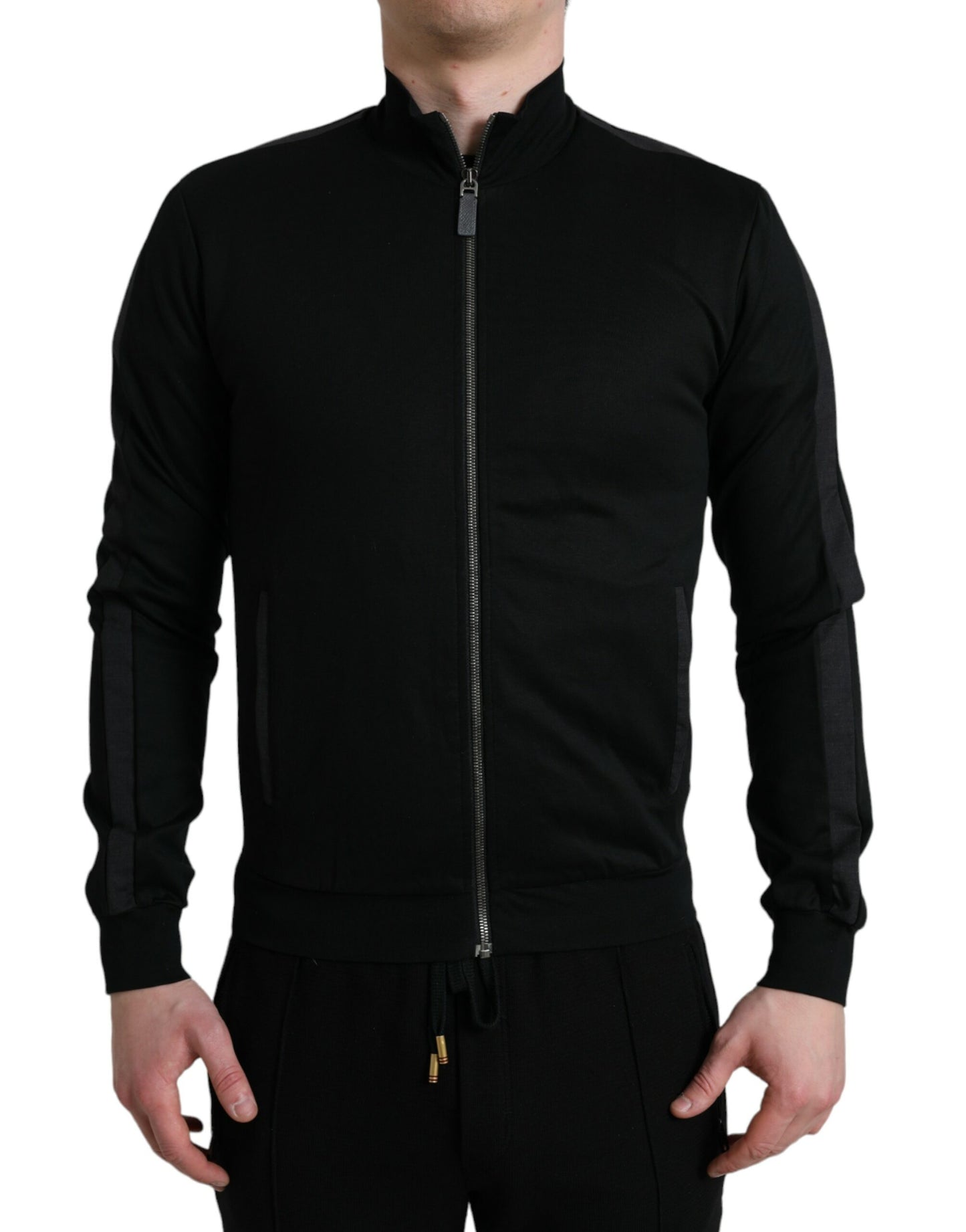 Dolce & Gabbana Elegant Full Zip Black Sweater