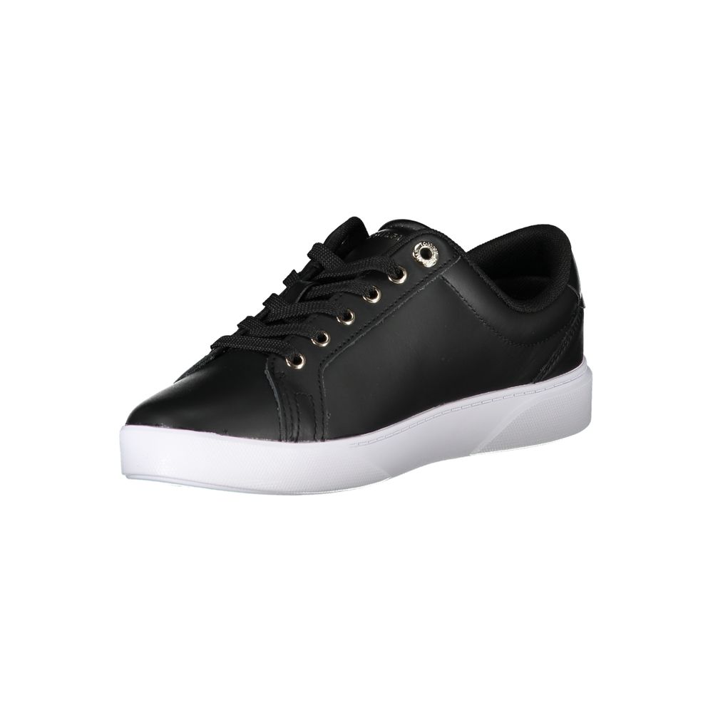 Tommy Hilfiger Chic Black Lace-Up Sneakers with Contrast Sole