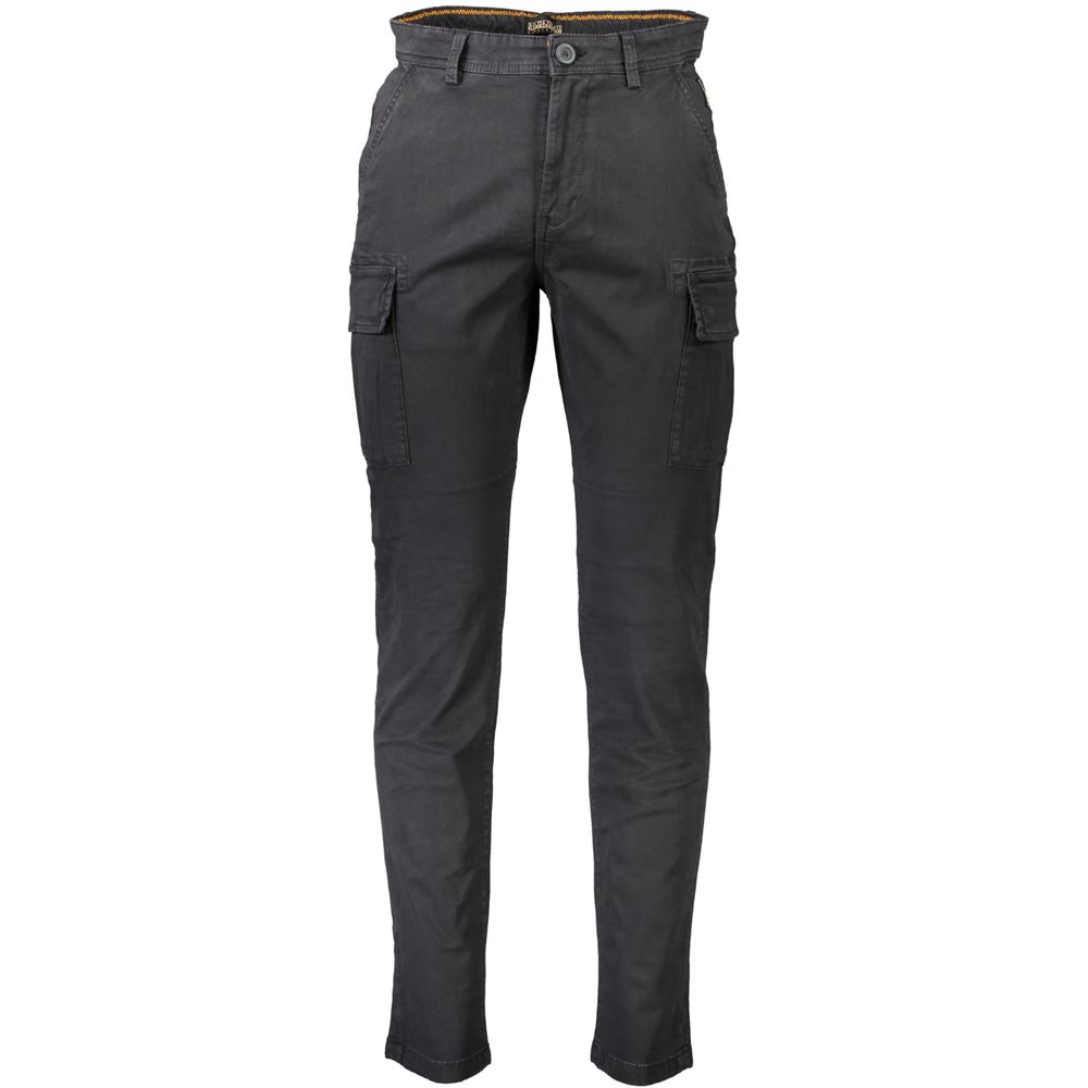 Napapijri Sleek Black Cotton Blend Trousers