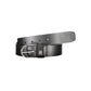 Tommy Hilfiger Elegant Black Leather Belt with Metal Buckle