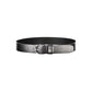 Tommy Hilfiger Elegant Black Leather Belt with Metal Buckle