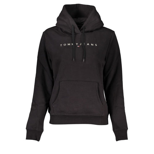 Tommy Hilfiger Chic Black Fleece Hoodie with Embroidered Logo