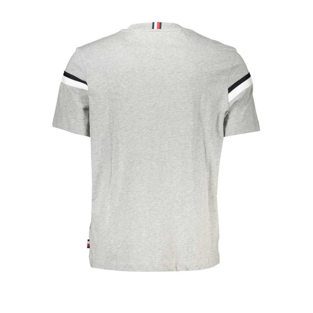 Tommy Hilfiger Elegant Gray Crew Neck T-Shirt with Contrast Details