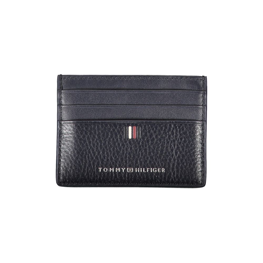 Tommy Hilfiger Sleek Blue Leather Card Holder with Contrast Details