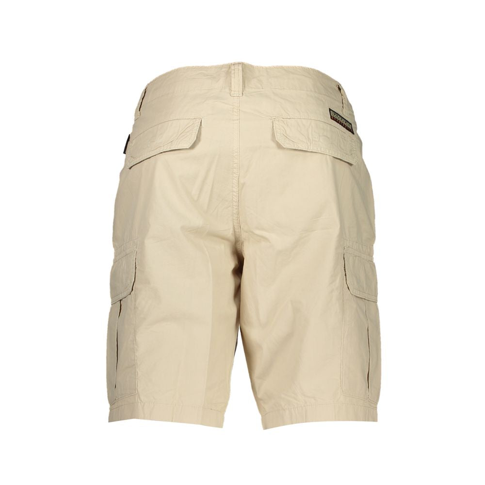 Napapijri Beige Embroidered Bermuda Shorts with Pockets