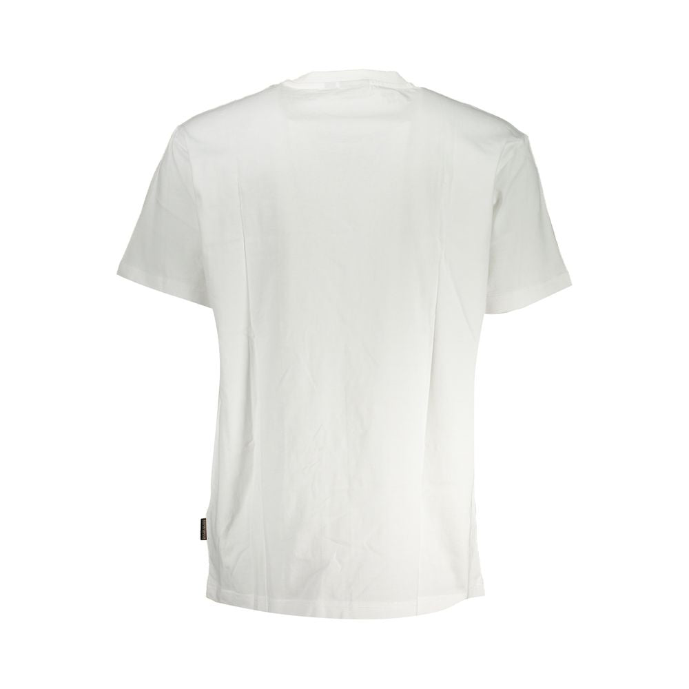 Napapijri Crisp White Cotton Crew Neck Tee with Pocket Detail