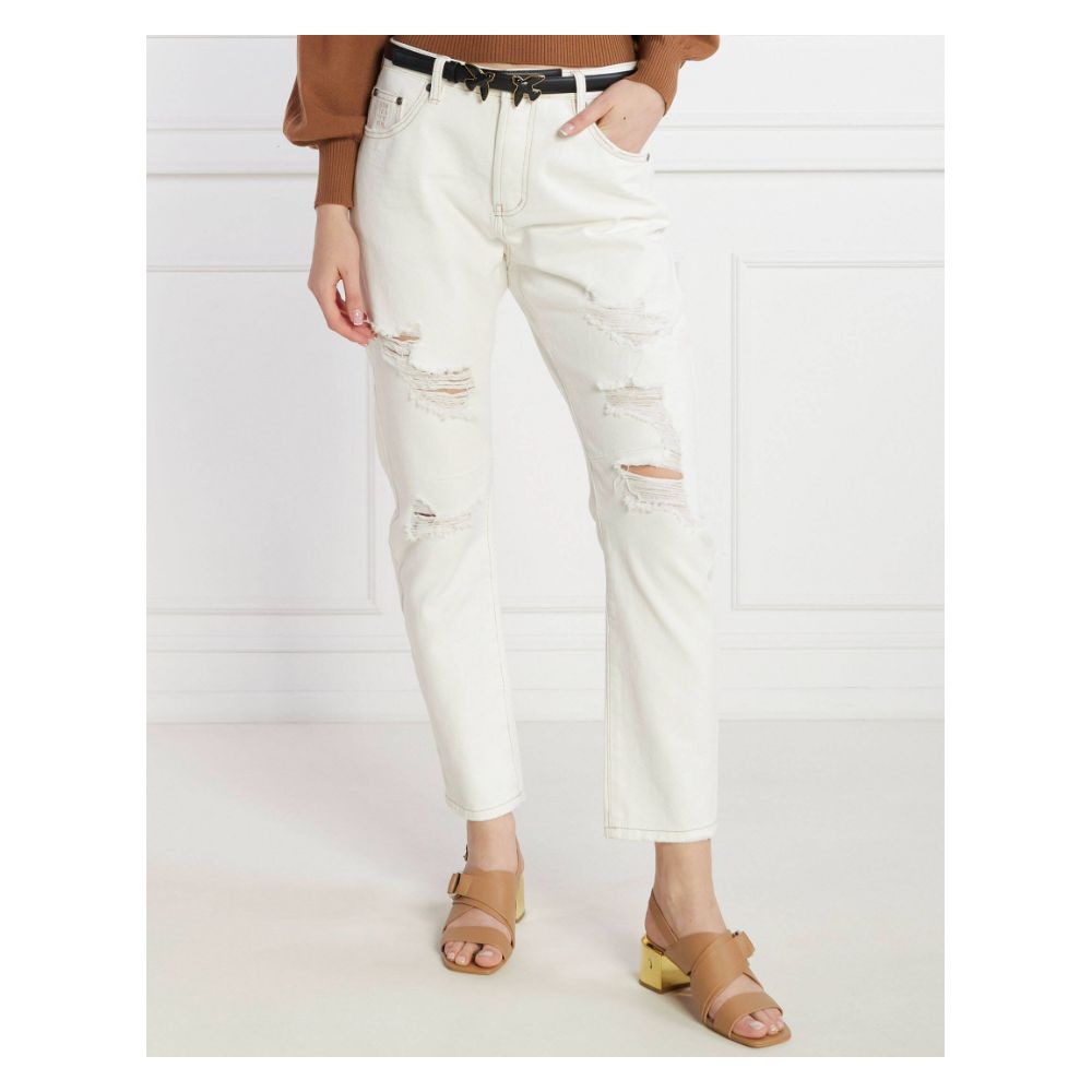 One Teaspoon Chic White Distressed Cotton Trousers