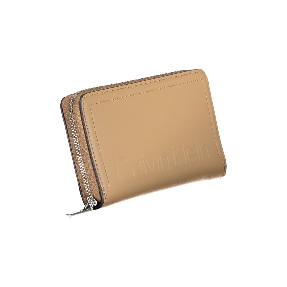 Calvin Klein Elegant Brown Wallet with RFID Lock and Zip Closure