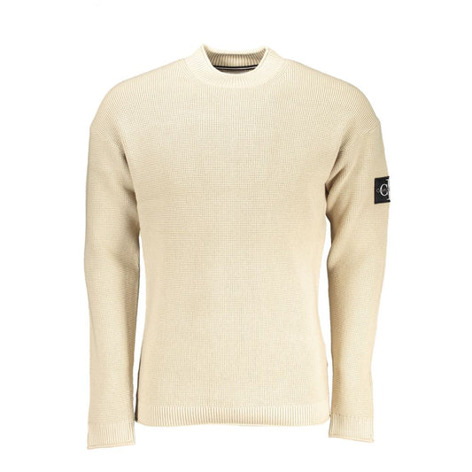 Calvin Klein Beige Crew Neck Cotton Blend Sweater