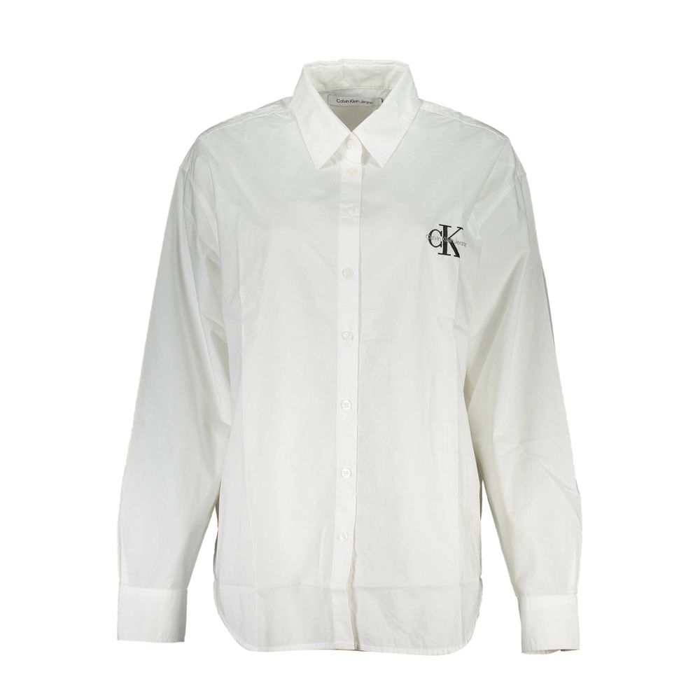 Calvin Klein Elegant Long-Sleeved White Cotton Shirt