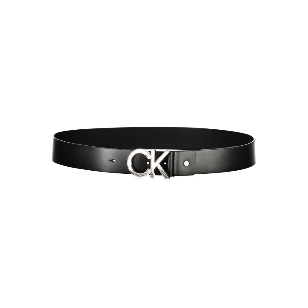 Calvin Klein Elegant Black Leather Belt with Metal Buckle