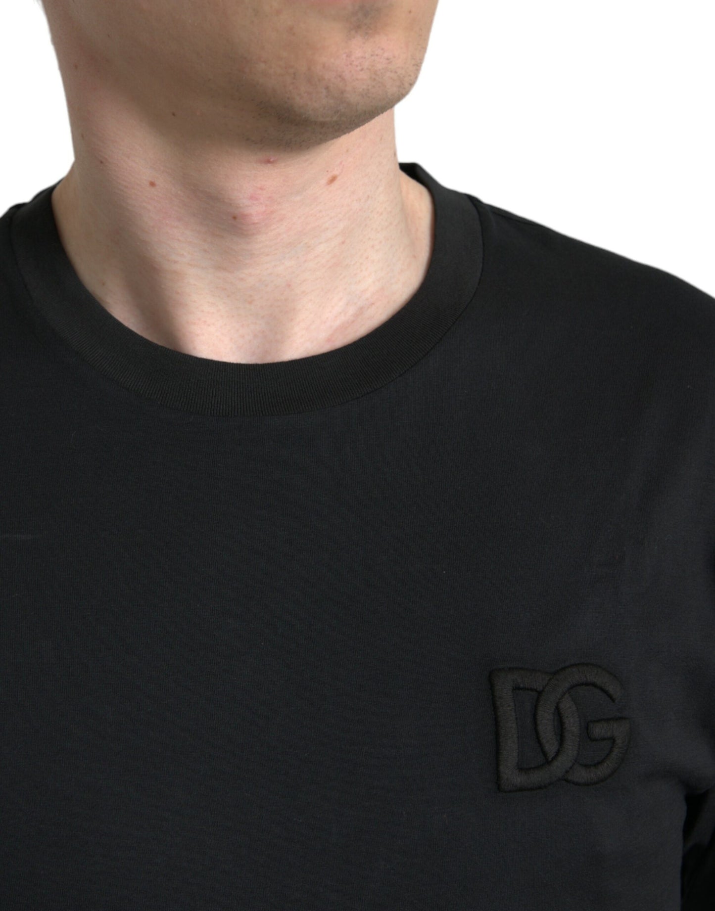 Dolce & Gabbana Elegant Black Cotton Crew Neck Tee