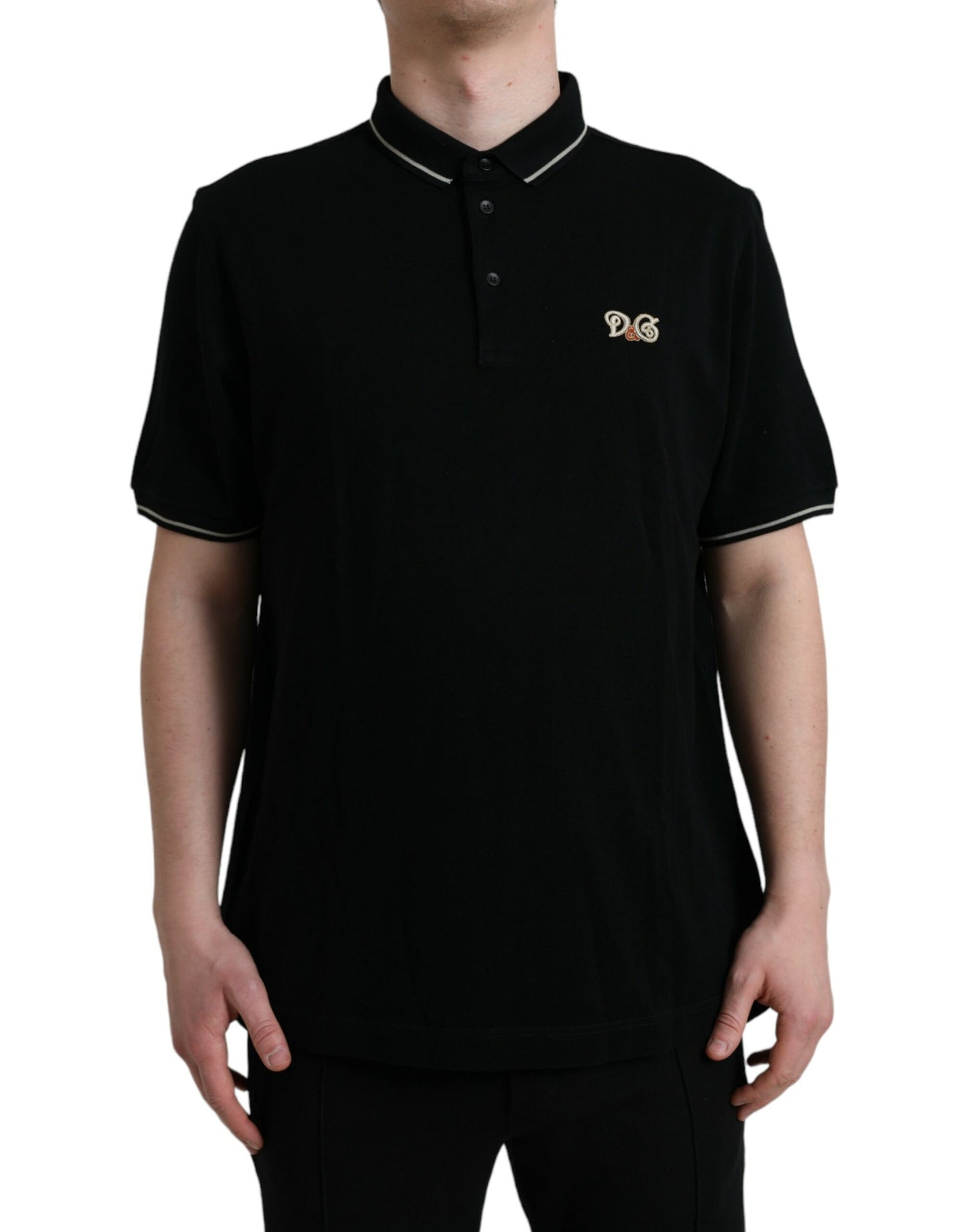 Dolce & Gabbana Elegant Black Cotton Polo Tee