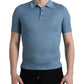 Dolce & Gabbana Silk Henley Polo Tee in Sky Blue