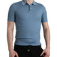 Dolce & Gabbana Silk Henley Polo Tee in Sky Blue