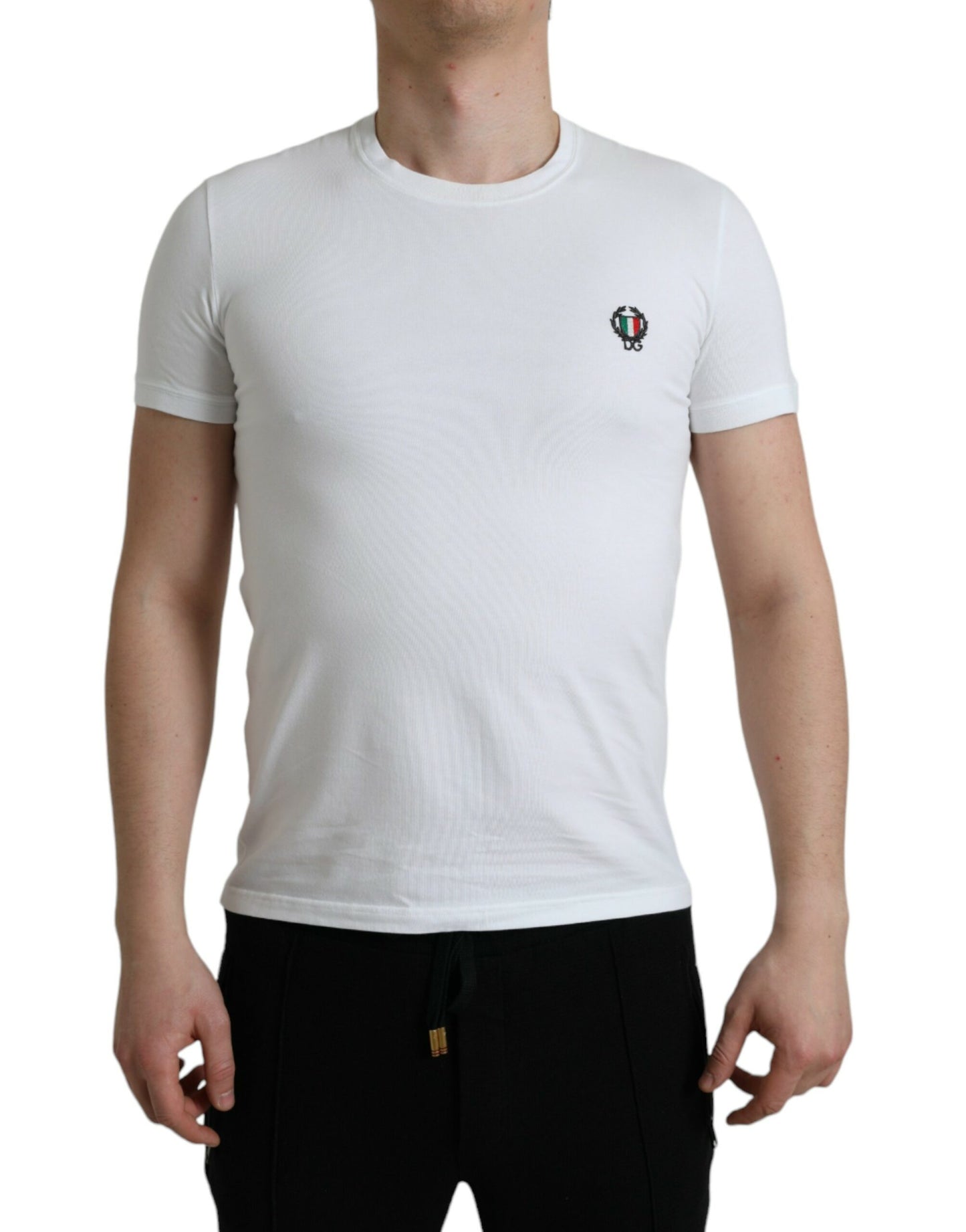 Dolce & Gabbana Elegant Crew Neck Tee with Emblematic Crest